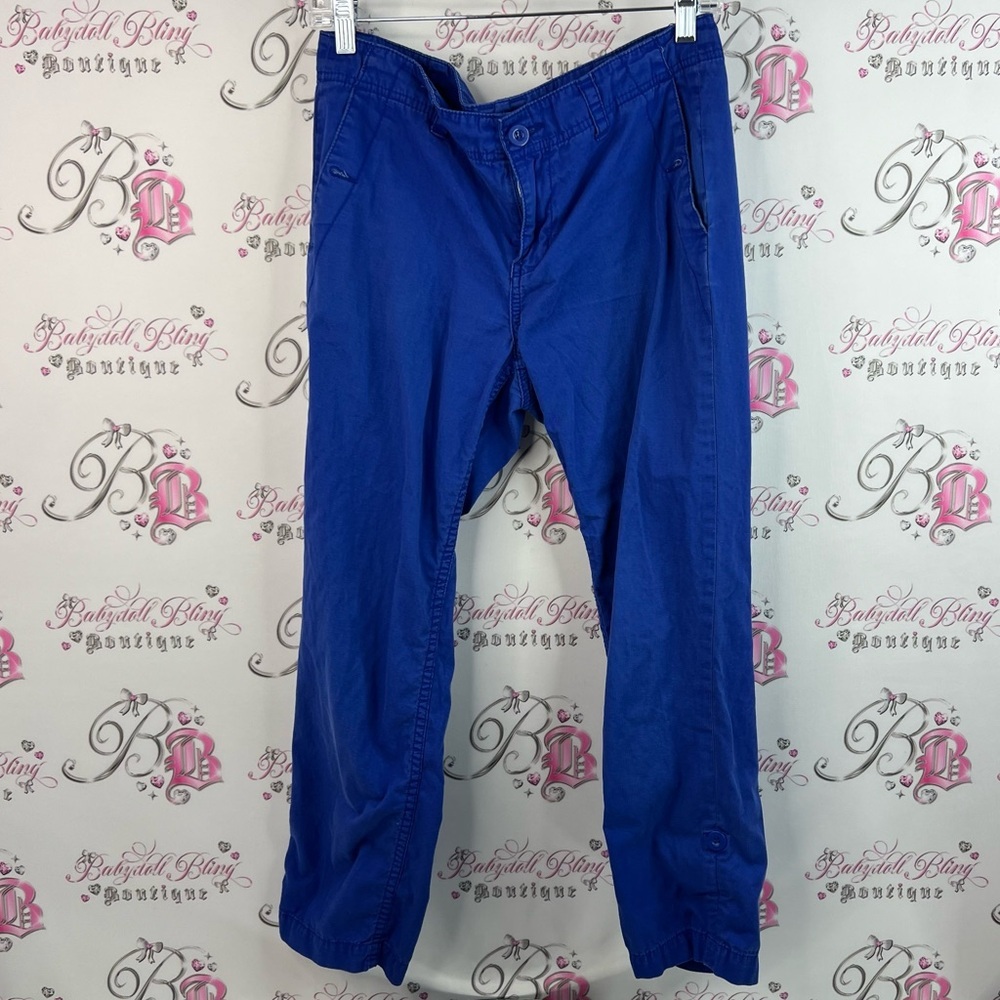 Calvin Klein Jeans pants royal Blue Straight Leg Pants buttons cargo style